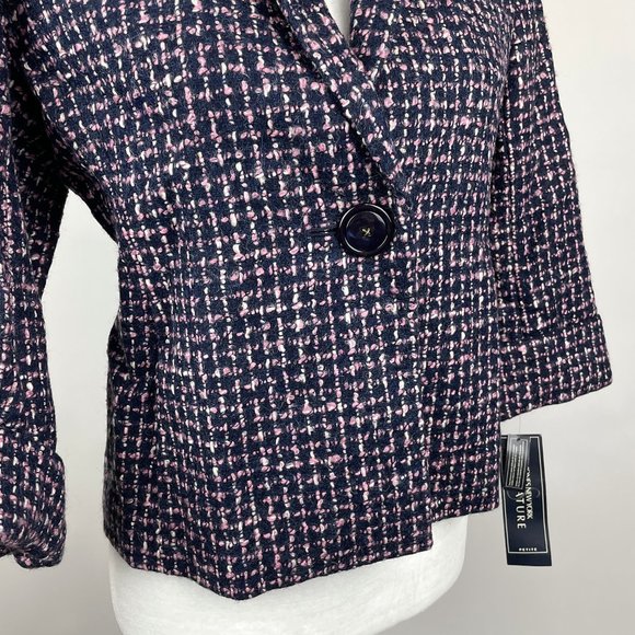 NWT Jones New York Signature Petite Ladies Pink Wool Blend Tweed Blazer - Picture 5 of 16